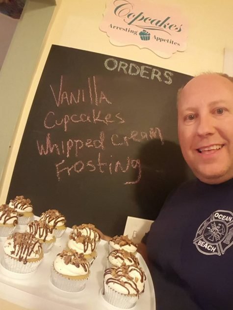 OBPD Chief George Hesse serving up his cupcakes.