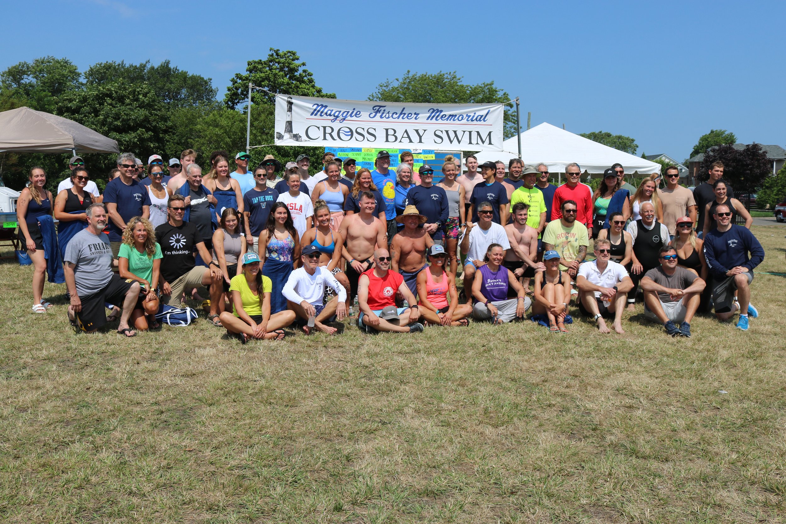 aggie Fischer Memorial Cross Bay Swim Friday, July 31 (7 a.m.) Since 1927, the Cross Bay Swim has been the signature athletic event on the Great South Bay, drawing swimmers from across the country to a 5.6- mile course from the Fire Island Lighthouse to Brightwaters. The endurance event starts at 7 a.m., when swimmers begin their journey across the Great South Bay and arrive at Gilbert Park in Brightwaters between 10 and 11 a.m. Cheer on the swimmers as they cross the finish line, or catch the action virtually as @maggies_swim posts in real time on Instagram!