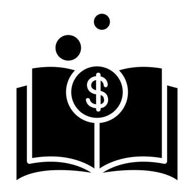 Financial education icon in flat glyph style