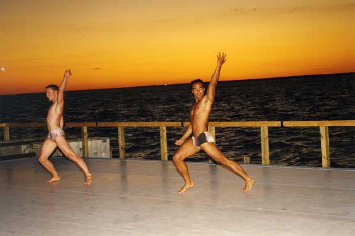 The early days of the Fire Island Dance Festival, Hernando Cortez, and Michael Trusnovec in 1997.