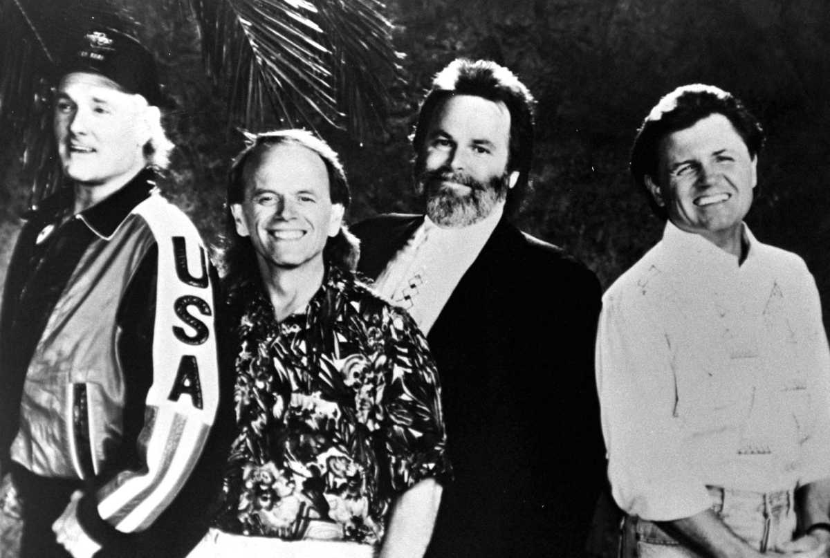 The Beach Boys are Mike Love, Al Jardine, Carl Wilson, and Brian Wilson are shown in this undated photograph.