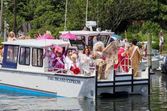 FIRE ISLAND PINES, NEW YORK - JULY 04: Drag queens arrive as Tryst Hospitality celebrates the 50th Invasion of Fire Island Pines on July 04, 2025. (Photo by Santiago Felipe/Getty Images for Tryst Hospitality)