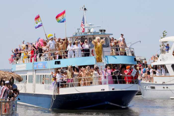 FIRE ISLAND PINES, NEW YORK - JULY 04: Drag queens arrive as Tryst Hospitality celebrates the 50th Invasion of Fire Island Pines on July 04, 2025. (Photo by Santiago Felipe/Getty Images for Tryst Hospitality)