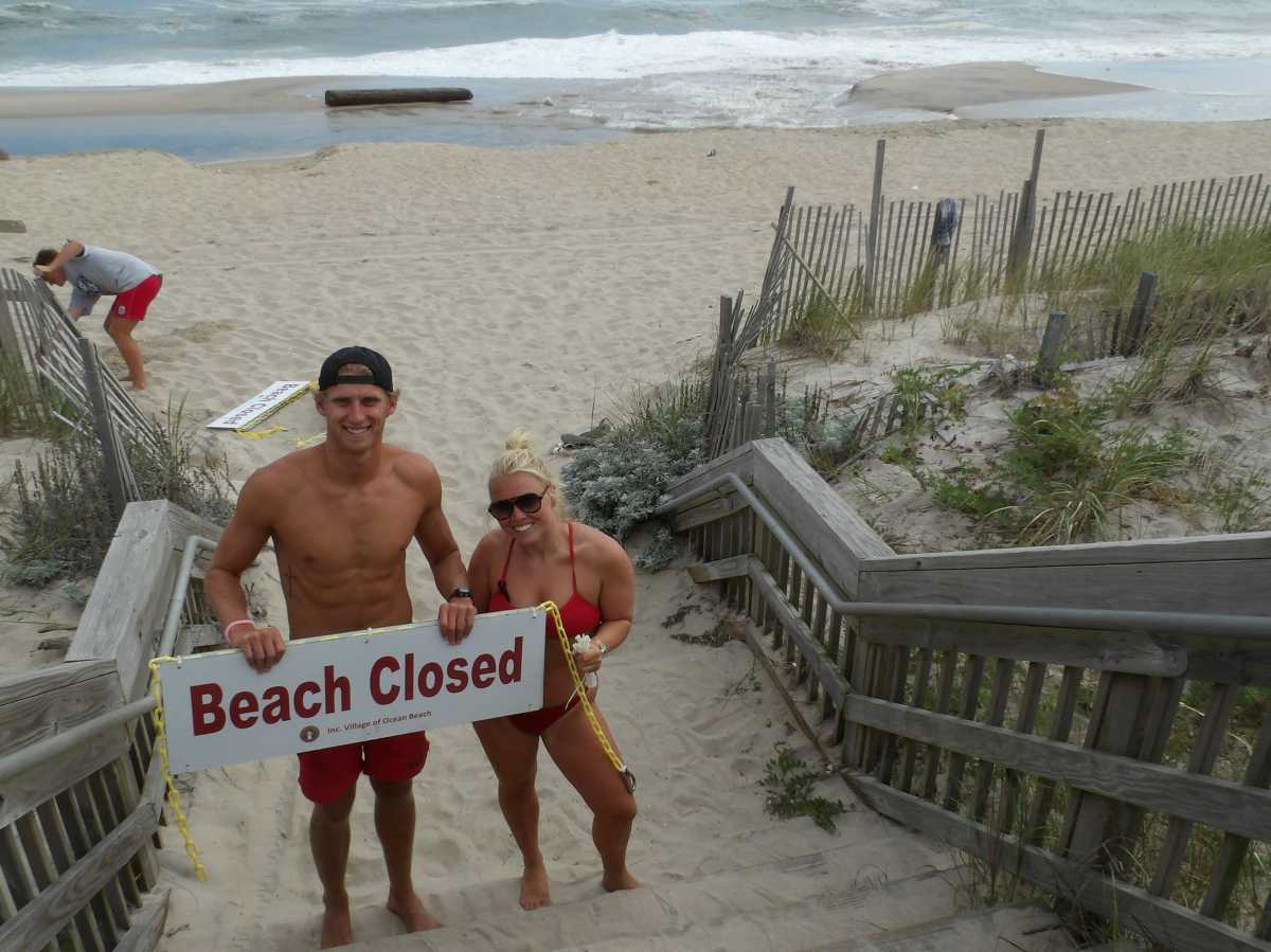 By 1 p.m. this afternoon, Fire Island National Seashore announced beach closures at Watch Hill and Sailors Haven until Saturday, August 23, due to hazardous swimming conditions as Hurricane Erin brews offshore. Further west, the Ocean Beach Village Lifeguard Department called it quits by 3 p.m., after red flag conditions all day, and started dismantling equipment as the ocean surged well ahead of high tide. We have no doubt that Saltaire and Town of Islip Lifeguard departments were doing the same.
