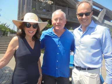On August 15, New York State Governor Kathy Hochul and her husband William J. Hochul Jr.  were hosted by Fire Island Pines Property Owners’ Association (FIPPOA) President Henry Robin and his husband, Bob McGarity, at a gathering at their Fire Island home to thank her and her Administration for the incredible work they have done in convincing the Army Corps to restore our beaches. Over the winter, $3 million was granted to place trap bags in the most damaged areas of the Pines and elsewhere on Eastern Fire Island. She compelled her administration to include up to $1.7 billion in future state funding to cover routine renourishment for future erosion as part of the Fire Island to Montauk Point (FIMP) Reformulation Plan, if and when necessary.