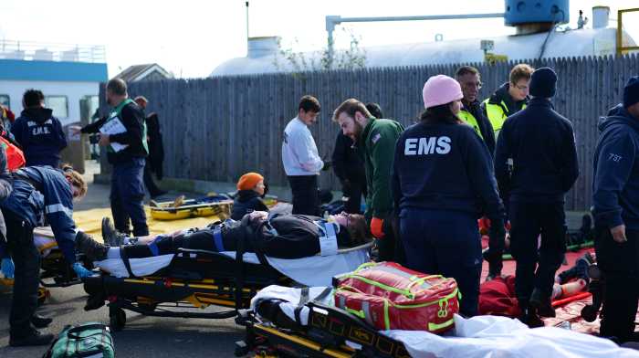 The first day of November started with about 30 first responder units, 60 volunteer actors, and other emergency service agencies participating in a mass-casualty incident drill at the Sayville Ferry Terminal. Onlookers might have thought the worst, but the Suffolk County Police Department and media outlets helped spread the word to avoid misunderstandings.