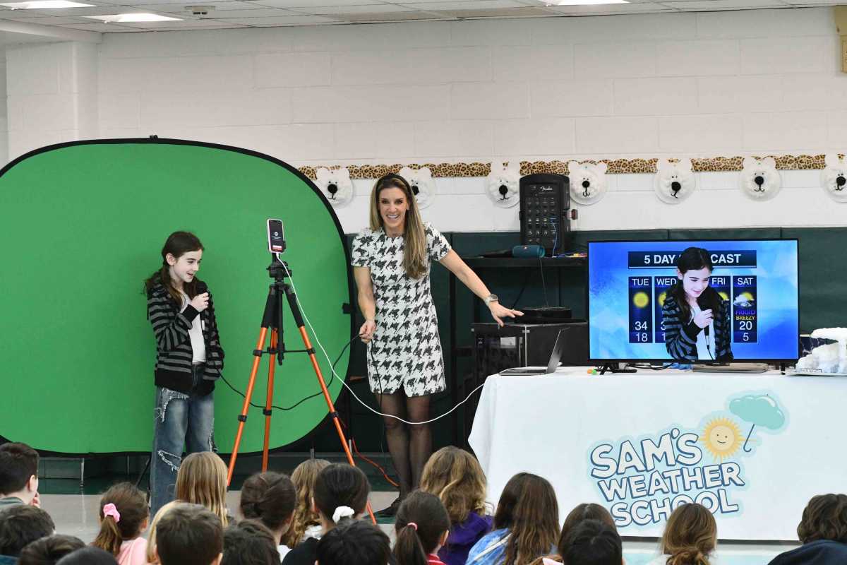 Former News 12 Meteorologist Samantha Augeri Wows West Sayville Students with the Weather