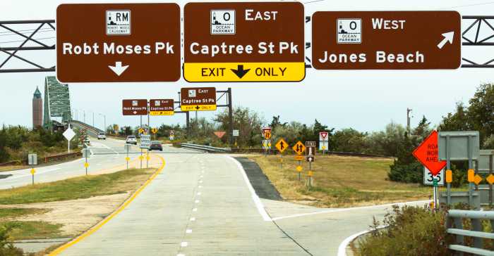 The one-way alternating traffic pattern that started this week between Ocean Parkway and the Robert Moses Causeway bridge system is expected to continue throughout the month, weather permitting, according to the New York State Department of Transportation (NYSDOT) announcement on March 30. Flaggers have been stationed from 10 a.m. to 3 p.m. since then to monitor traffic flow. 