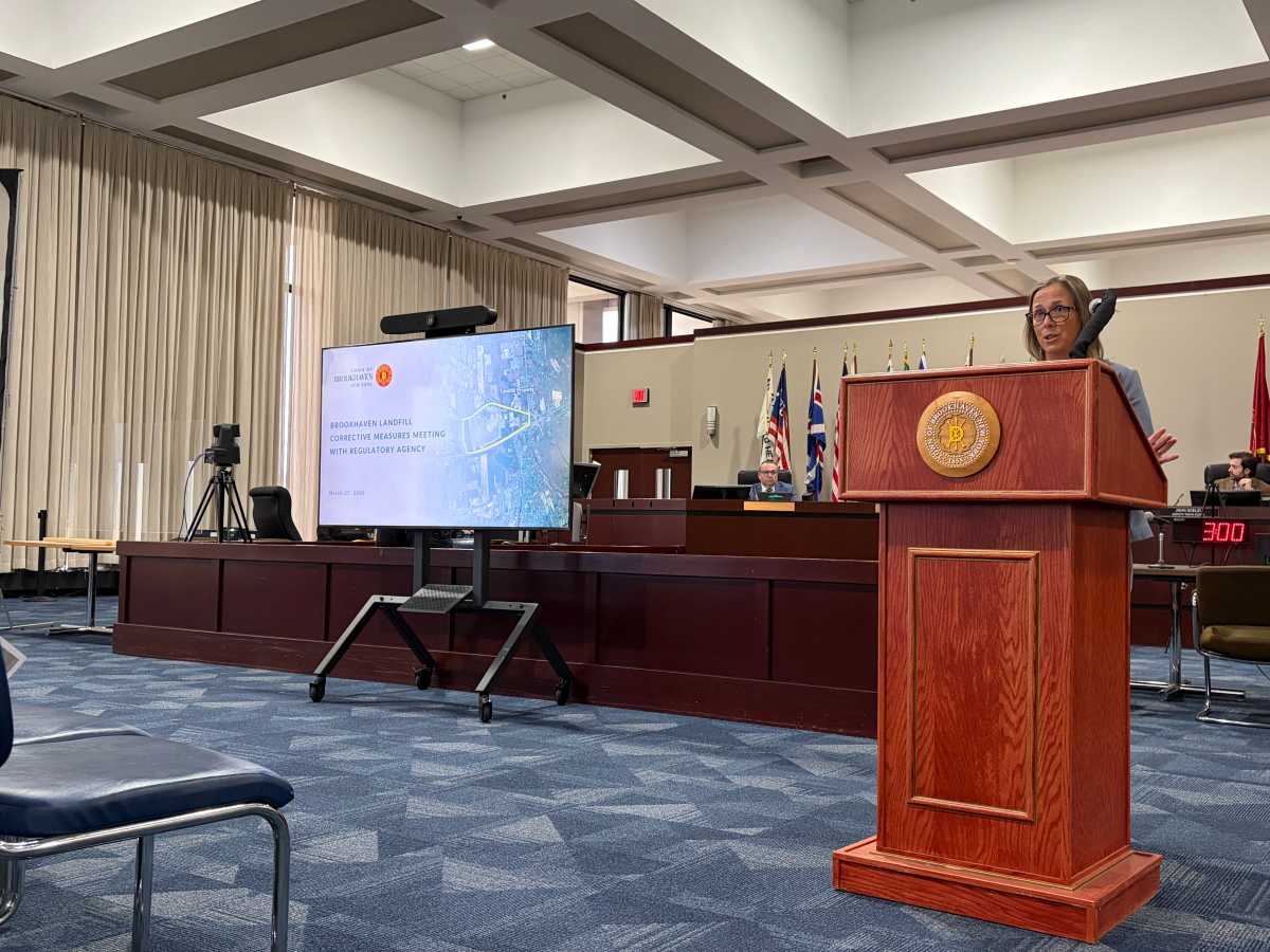 The Town of Brookhaven held a public meeting on March 27 to present its corrective measures plan for a toxic plume emanating from the town landfill in Yaphank, but community advocates say the proposal falls far short of what's needed.