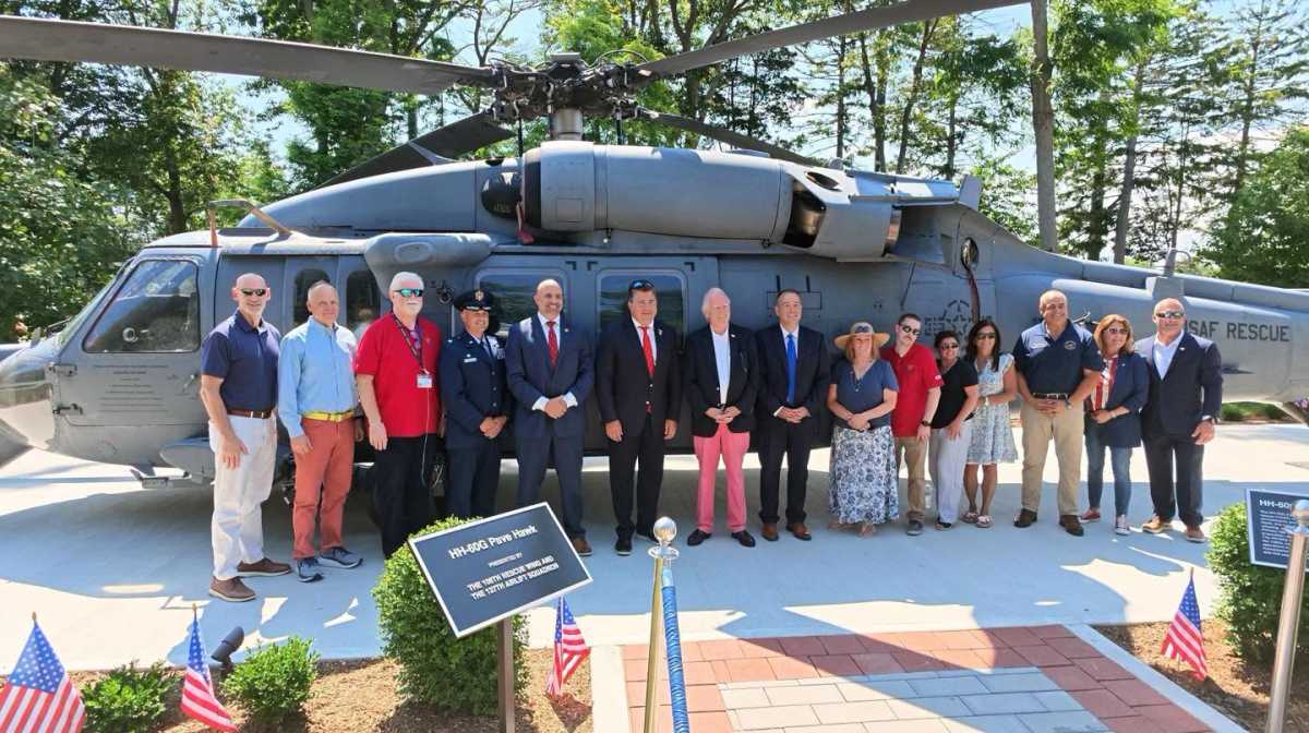 During a June 28 ceremony marking the unveiling of the museum's newly installed Black Hawk helicopter, the Town of Brookhaven presented a $5,000 donation to the Lt. Michael P. Murphy Navy SEAL Museum in West Sayville.
