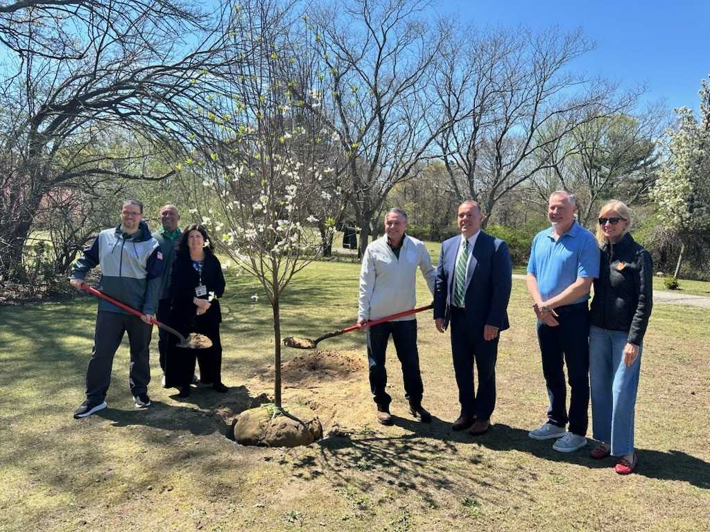 Town Council members planting a tree