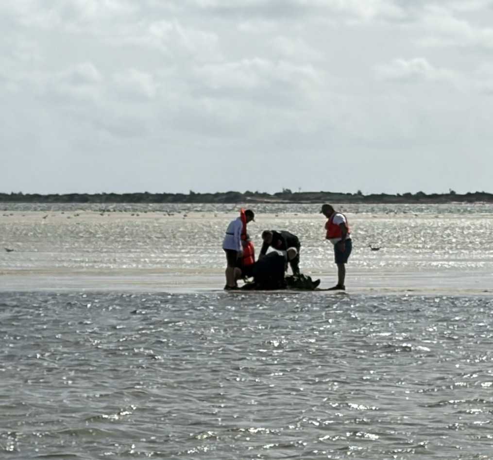 Suffolk County Police Department (SCPD) Marine Bureau officers rescued a 68-year-old man in the Great South Bay this morning, a quarter mile offshore of Sore Thumb Beach,