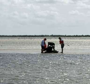 Suffolk County Marine Bureau Officers Rescue Man Save Man in Kayak Near Sore Thumb Beach