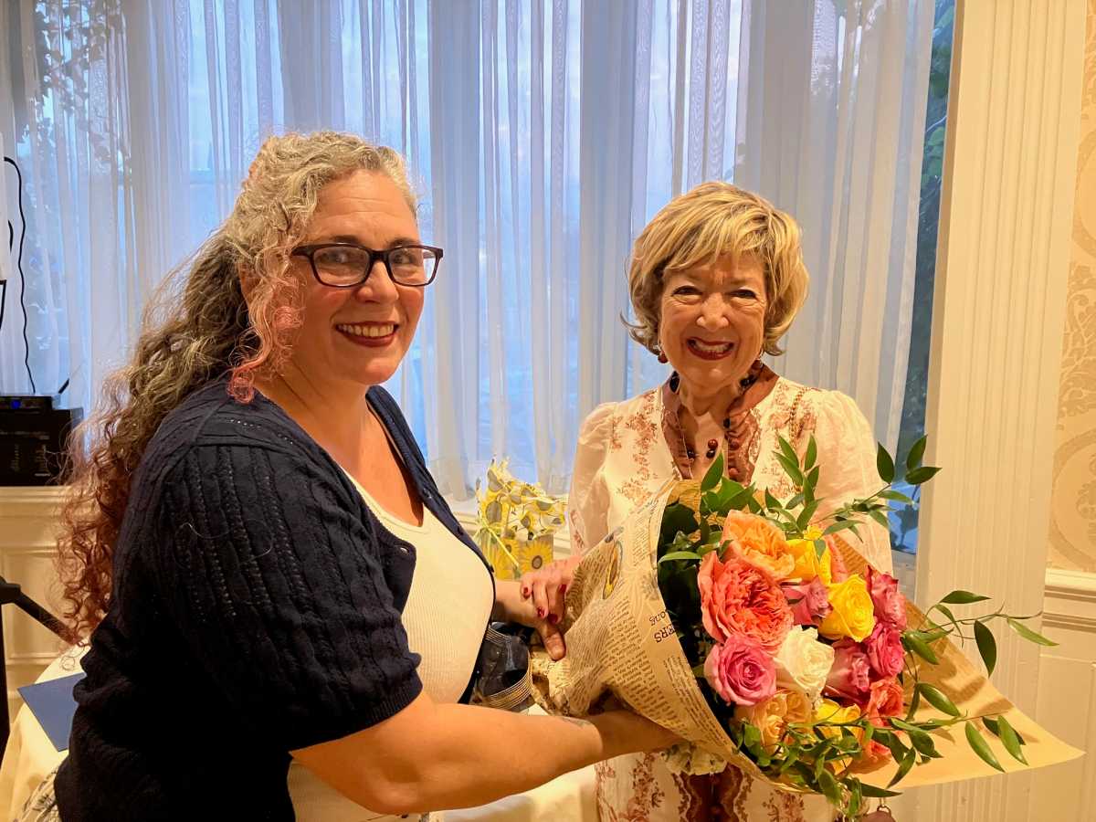More than 90 people, including representatives from arts organizations across Suffolk County, honored retired Islip Arts Council Executive Director Lynda Moran at a gathering in East Islip on Oct. 13.